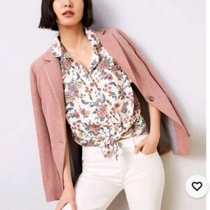 Ann Taylor Pink Herringbone Blazer